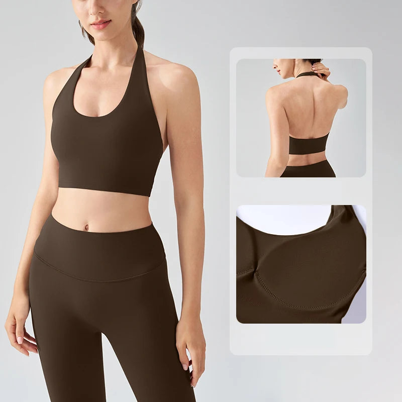 Backless Sport Bra Women Gym Workout Vest Sportswear Breathable Quick Dry Yoga Active Bra Female Running Training Fitness Top