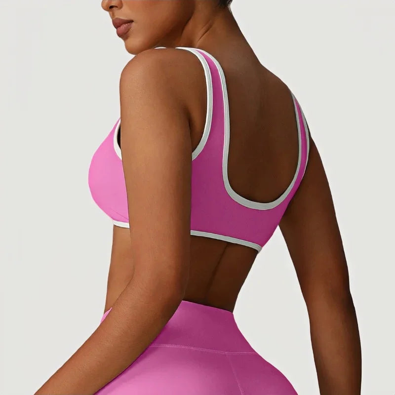 Backless Yoga Bra Quick Drying Shock-proof Fitness Sports Bra High Waist Butt Lifting Flared Pants Casual Workout Gym Yoga Bra