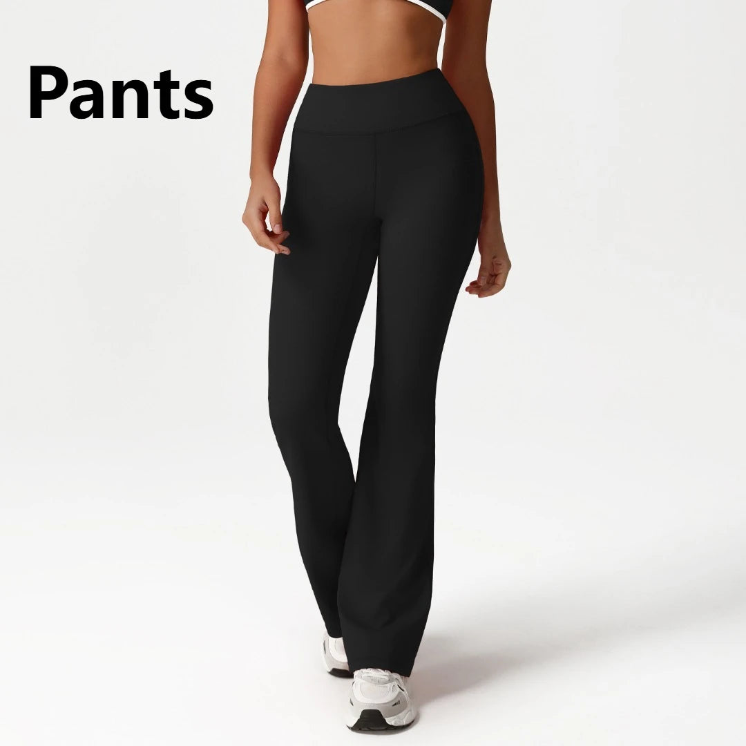 Backless Yoga Bra Quick Drying Shock-proof Fitness Sports Bra High Waist Butt Lifting Flared Pants Casual Workout Gym Yoga Bra