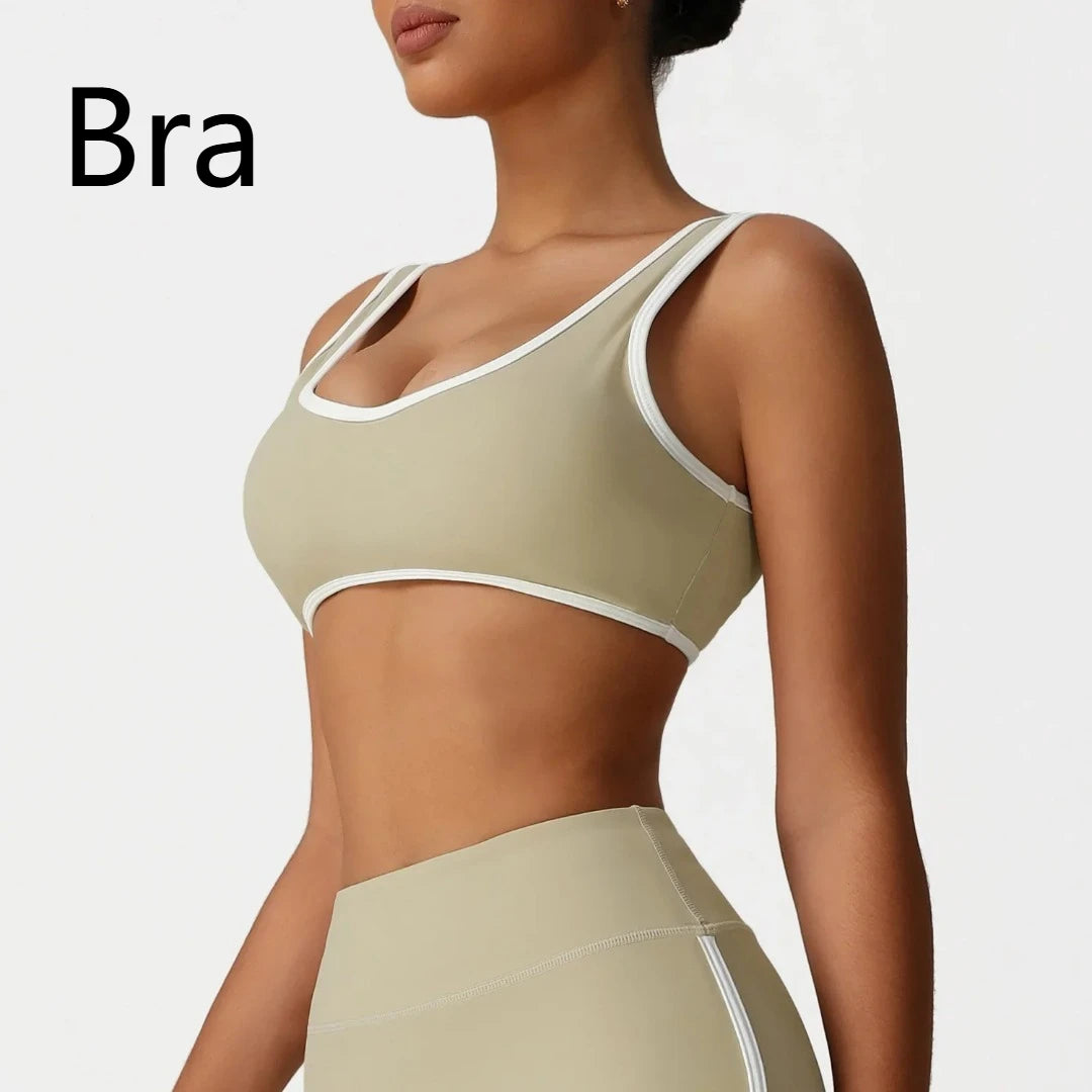 Backless Yoga Bra Quick Drying Shock-proof Fitness Sports Bra High Waist Butt Lifting Flared Pants Casual Workout Gym Yoga Bra