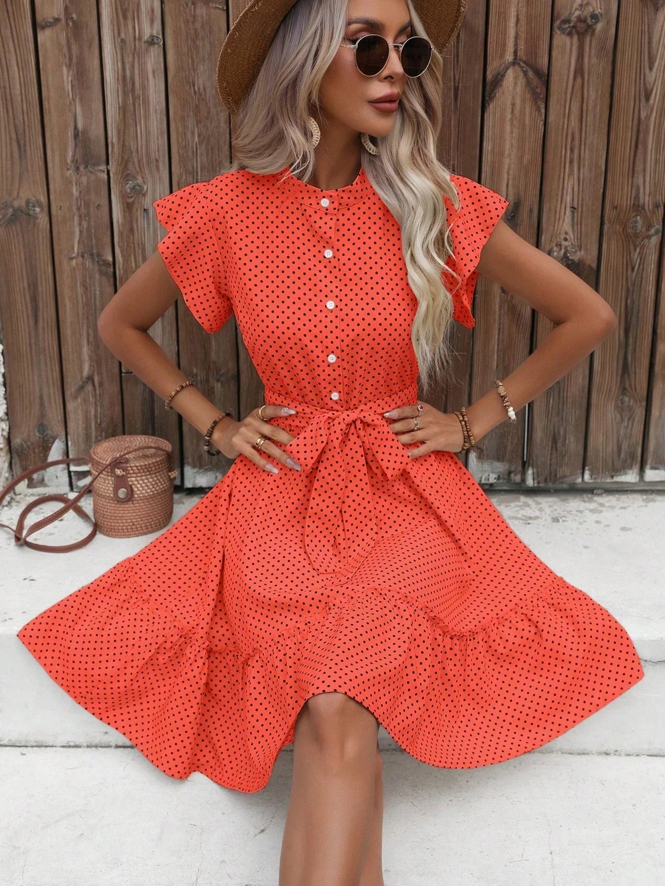 Elegant ruffled hem dress for women