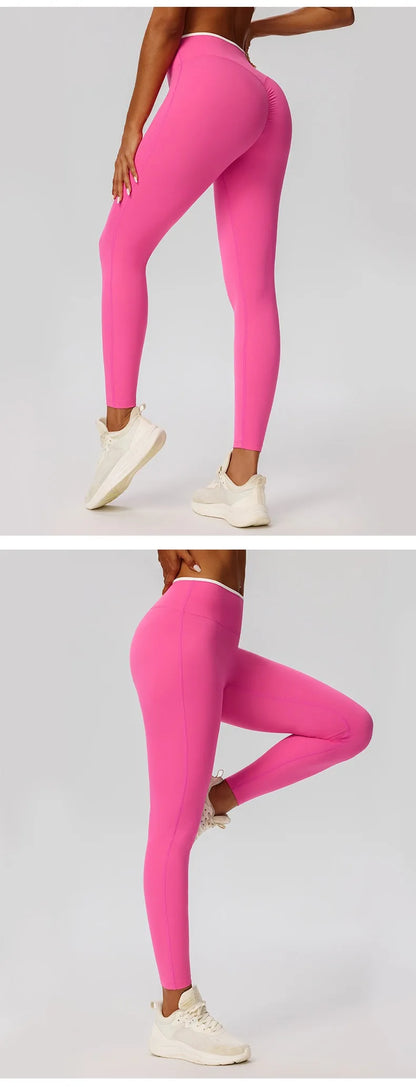 Women Yoga Pants Sexy High Waist Booty Lifting Leggings Pants Women Sports Clothing Color Block Yoga Breathable Fitness Leggings