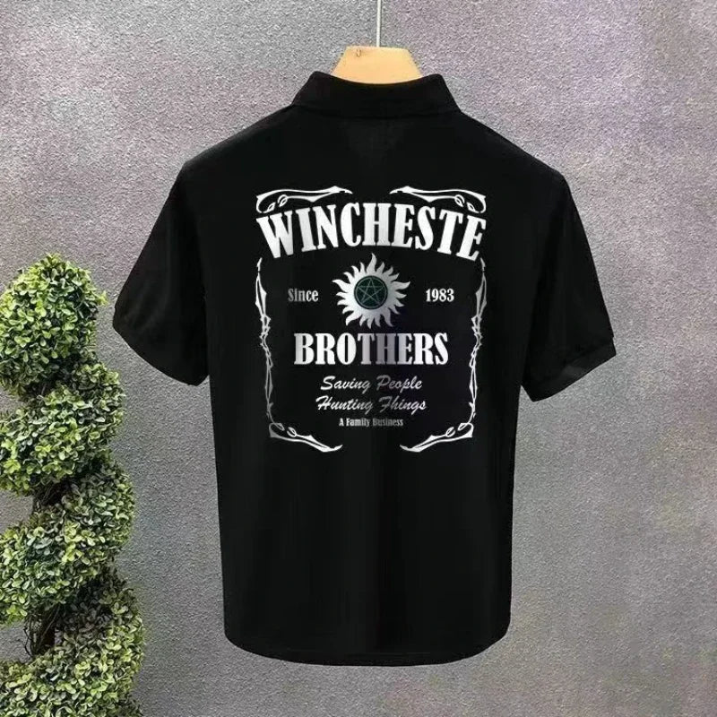 T Shirt for Men Graphic Man with Collar Tee