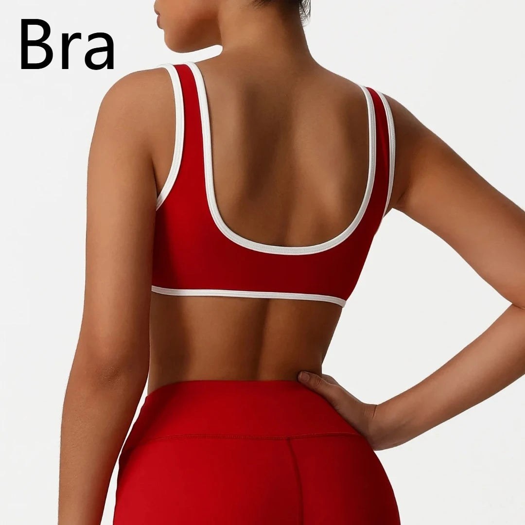Backless Yoga Bra Quick Drying Shock-proof Fitness Sports Bra High Waist Butt Lifting Flared Pants Casual Workout Gym Yoga Bra