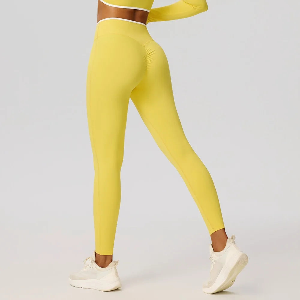 Women Yoga Pants Sexy High Waist Booty Lifting Leggings Pants Women Sports Clothing Color Block Yoga Breathable Fitness Leggings