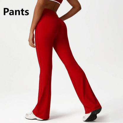 Backless Yoga Bra Quick Drying Shock-proof Fitness Sports Bra High Waist Butt Lifting Flared Pants Casual Workout Gym Yoga Bra
