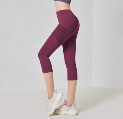 Yoga Pants Pockets Hip-lifting Bottoming Quick-drying Yoga Clothes Breathable Stretch Mesh Side Pockets Running Fitness Pants