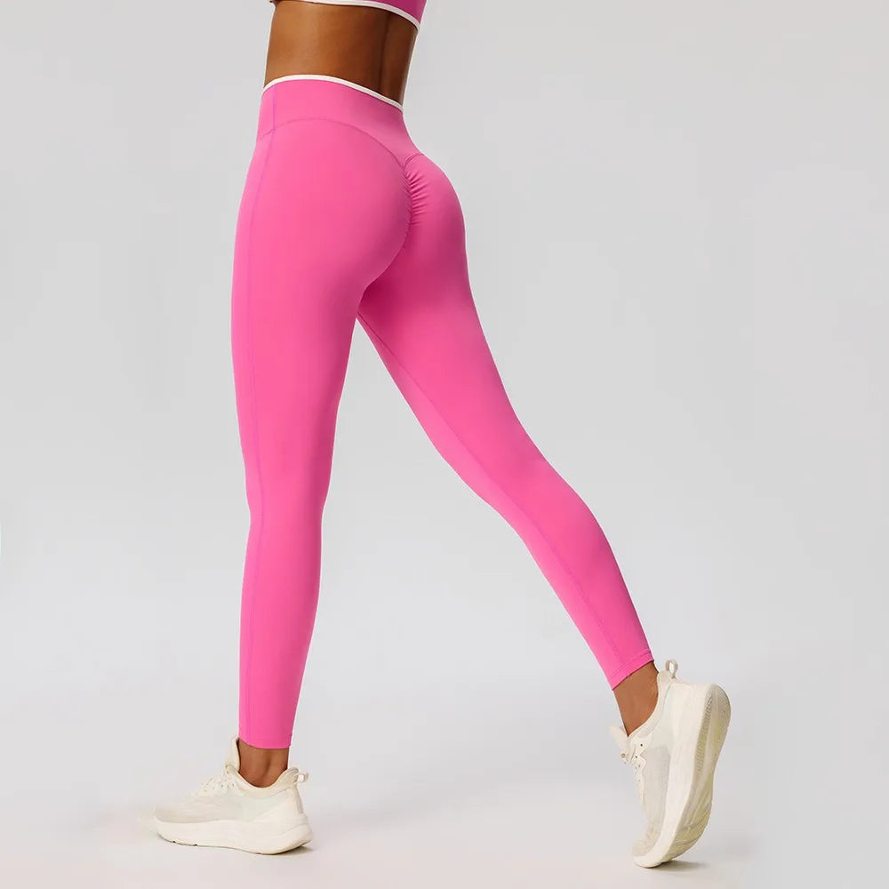 Women Yoga Pants Sexy High Waist Booty Lifting Leggings Pants Women Sports Clothing Color Block Yoga Breathable Fitness Leggings