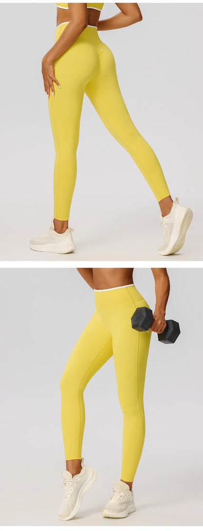 Women Yoga Pants Sexy High Waist Booty Lifting Leggings Pants Women Sports Clothing Color Block Yoga Breathable Fitness Leggings