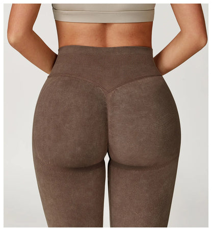 Yoga pants, impact leggings for women, seamless sports yoga pants, high-waisted ribbed gym wear, fitness training clothes