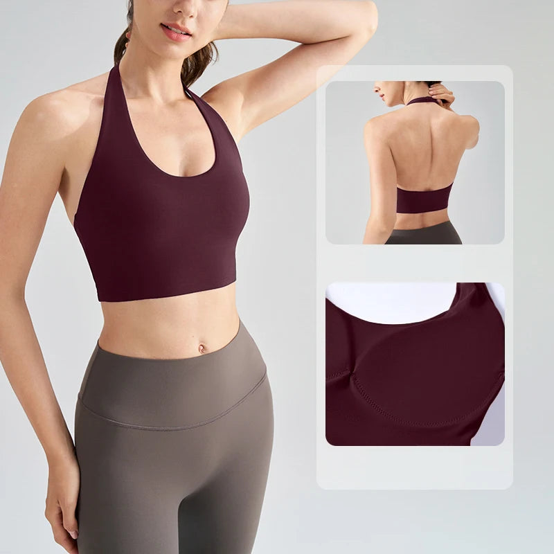 Backless Sport Bra Women Gym Workout Vest Sportswear Breathable Quick Dry Yoga Active Bra Female Running Training Fitness Top