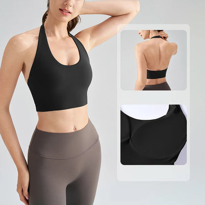 Backless Sport Bra Women Gym Workout Vest Sportswear Breathable Quick Dry Yoga Active Bra Female Running Training Fitness Top