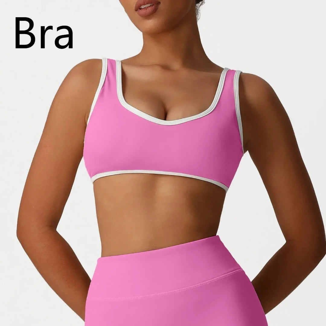 Backless Yoga Bra Quick Drying Shock-proof Fitness Sports Bra High Waist Butt Lifting Flared Pants Casual Workout Gym Yoga Bra