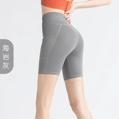Yoga Pants Pockets Hip-lifting Bottoming Quick-drying Yoga Clothes Breathable Stretch Mesh Side Pockets Running Fitness Pants