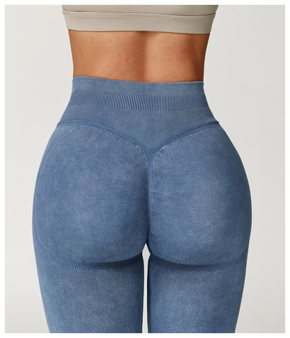 Yoga pants, impact leggings for women, seamless sports yoga pants, high-waisted ribbed gym wear, fitness training clothes