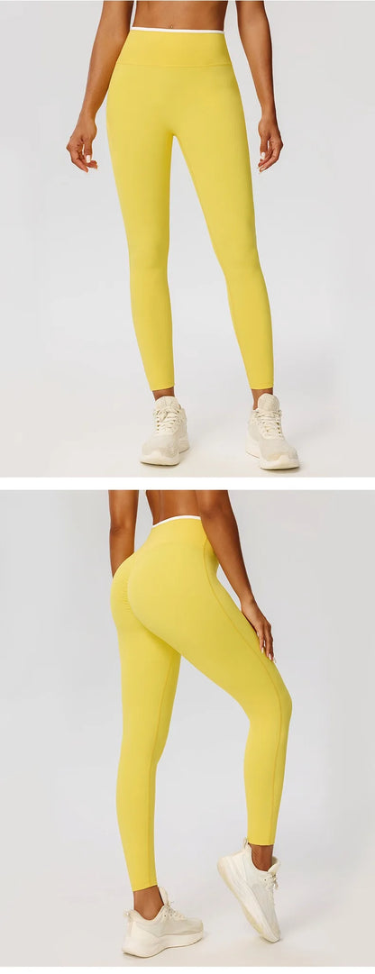 Women Yoga Pants Sexy High Waist Booty Lifting Leggings Pants Women Sports Clothing Color Block Yoga Breathable Fitness Leggings