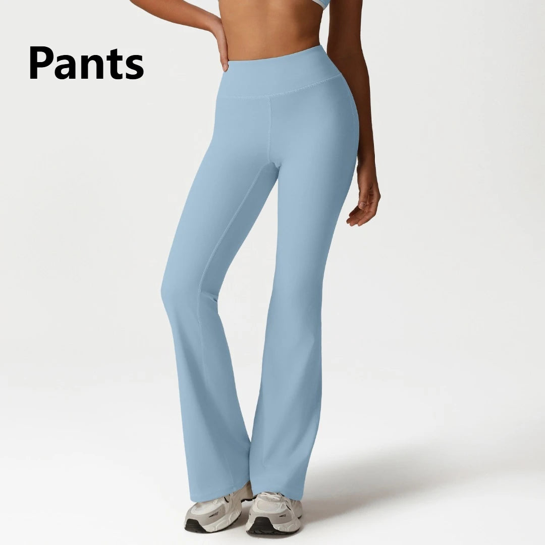 Backless Yoga Bra Quick Drying Shock-proof Fitness Sports Bra High Waist Butt Lifting Flared Pants Casual Workout Gym Yoga Bra