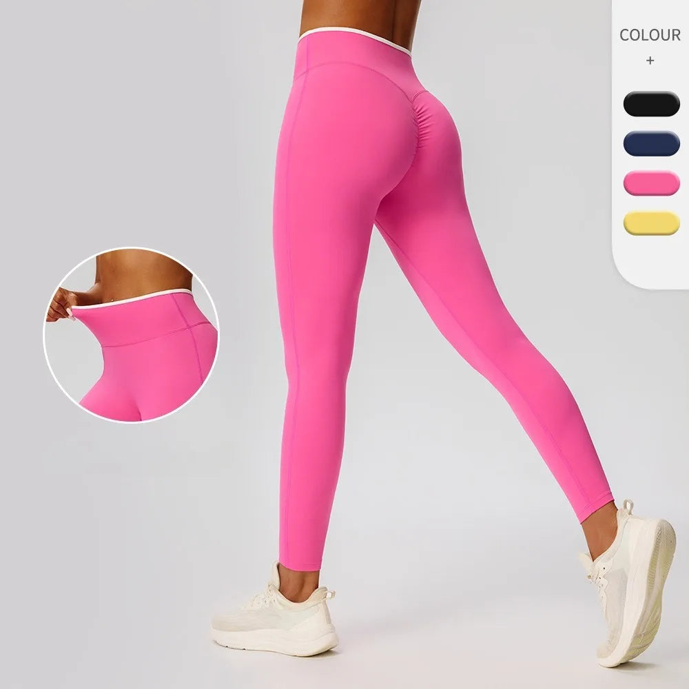 Women Yoga Pants Sexy High Waist Booty Lifting Leggings Pants Women Sports Clothing Color Block Yoga Breathable Fitness Leggings