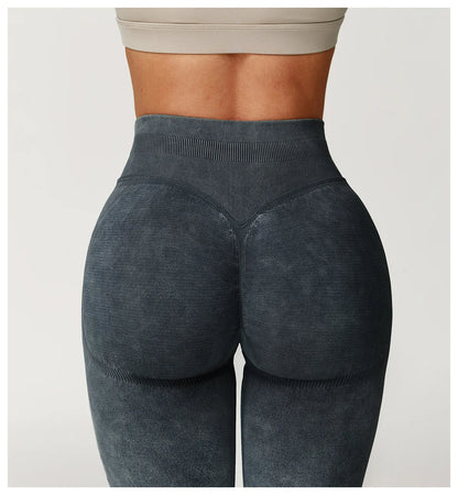 Yoga pants, impact leggings for women, seamless sports yoga pants, high-waisted ribbed gym wear, fitness training clothes