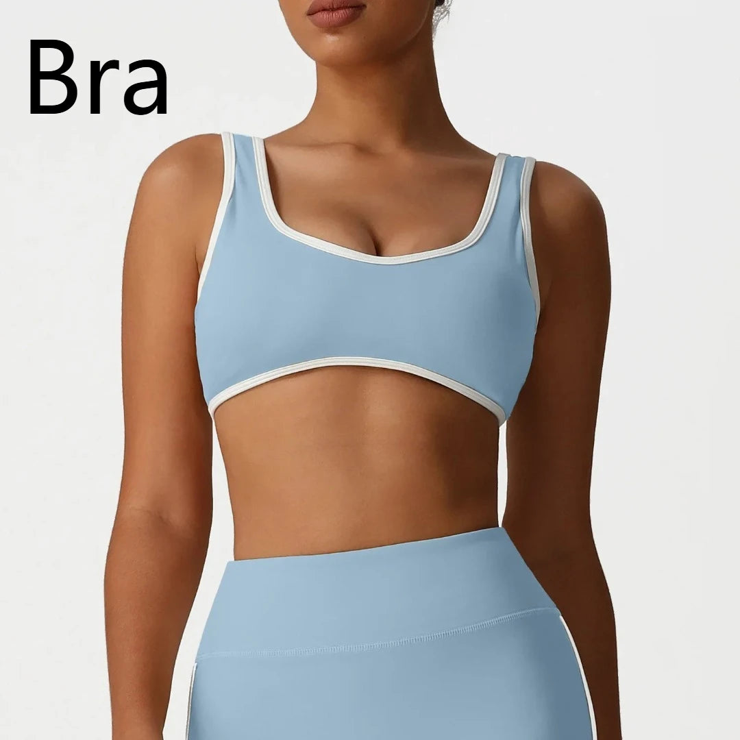 Backless Yoga Bra Quick Drying Shock-proof Fitness Sports Bra High Waist Butt Lifting Flared Pants Casual Workout Gym Yoga Bra