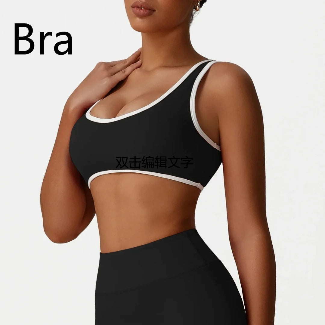Backless Yoga Bra Quick Drying Shock-proof Fitness Sports Bra High Waist Butt Lifting Flared Pants Casual Workout Gym Yoga Bra